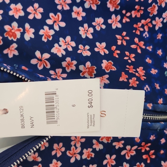 BCBGirls Blue Floral Kids Jacket with Red Accents Size 6 - Picture 4 of 6